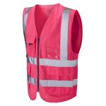 Women’s High-Visibility Pink Safety Utility Vest with Multi-Pocket Storage