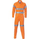 High-Visibility Orange Industrial Safety Coverall with Reflective Tape