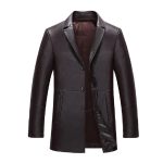 Men’s Classic Brown Leather Trench Coat