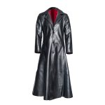 Men’s Classic Black Leather Long Trench Coat / Duster