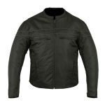 Men’s Black Textile Racing Jacket with Dual Chest Piping