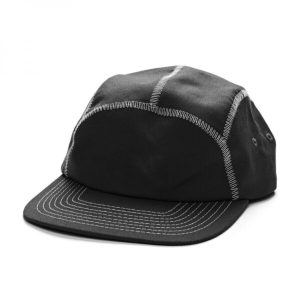 Professional Black Contrast-Stitch 5-Panel Camp Cap