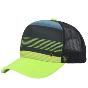 Professional Striped Graphic Mesh Trucker Hat