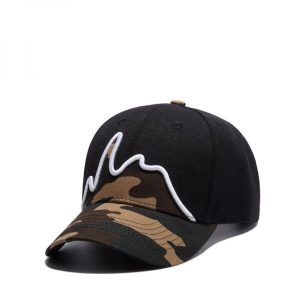 Professional Camo & Black Embroidered Mountain-Line Baseball Cap