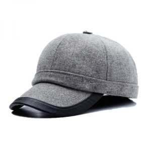 Professional Heather Gray Wool-Blend & Leather-Trim Baseball Cap