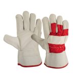 Professional Heavy-Duty Red & Gray Split-Cowhide Canadian Rigger Work Gloves