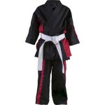 Black & Red Contrast Panel Martial Arts Uniform Set