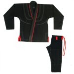 Heavy-Duty Black & Red Contrast Stitch Martial Arts Gi & Uniform Set