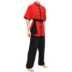 Traditional Red & Black Trim Kung Fu & Martial Arts Uniform Set