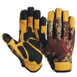 Digital Camo & Yellow Leather Heavy-Duty Tactical Mechanic Gloves