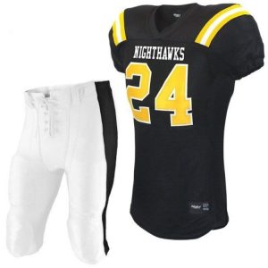 Professional Custom Black & Gold "NIGHTHAWKS 24" American Football Uniform Set