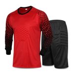 Pro-Match Red & Black Dotted-Sleeve Padded Goalkeeper Jersey & Shorts Set