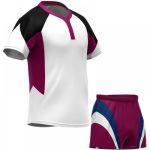 White, Black & Maroon Accent Rugby Kit Set